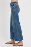 Full Size High Rise Crop Wide Leg Front Yoke Detail Jeans Plus Size