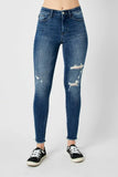 Full Size Curvy Fit Edgy Distressed Denim Pants