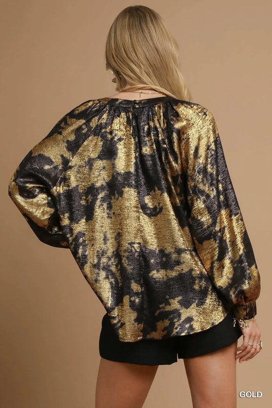 Glamorous Balloon Sleeve Metallic Blouse