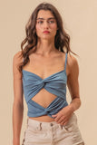 Rayon Span Jersey Knit Double Twist Front Cami Top