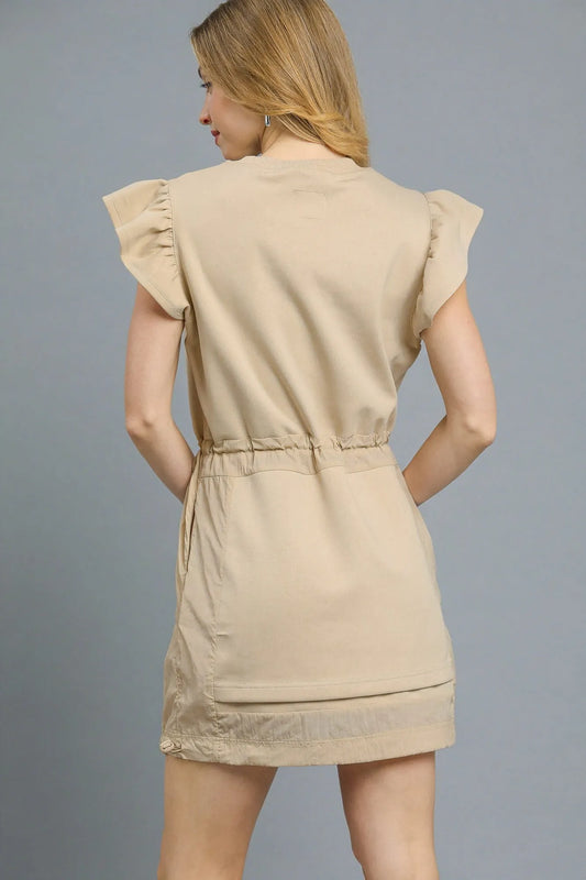 Chic Ruffle Sleeve Tie Waist Short Dress