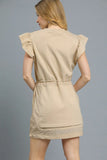 Chic Ruffle Sleeve Tie Waist Short Dress