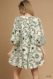 Vintage Paisley Balloon Sleeve Mini Dress