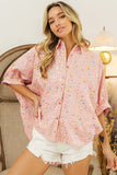 Sequin Striped Short Dolman Sleeve Blouse