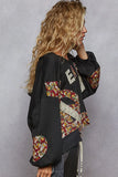 Boho Patchwork Floral V-Neck Sweatshirt