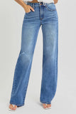 Full Length High Waisted Relaxed Fit Wide Leg Denim Jeans
