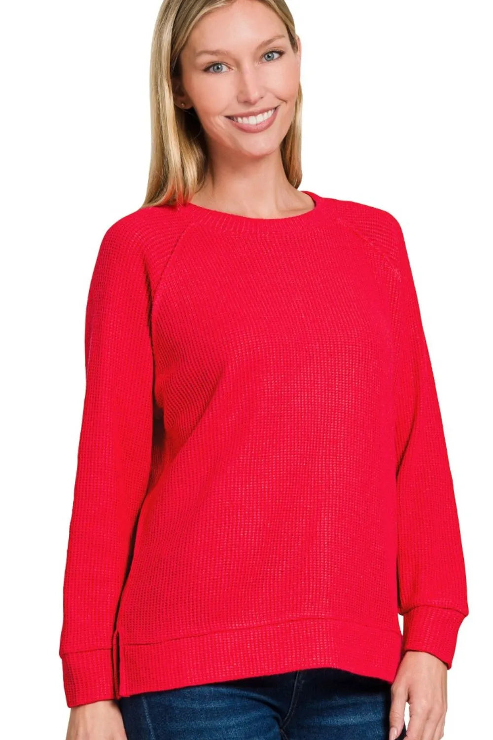 Crew Neck Raglan Knit Pullover Sweater
