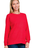 Crew Neck Raglan Knit Pullover Sweater