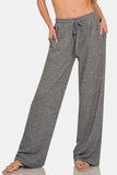 Drawstring Wide Leg Pants with Side Pockets