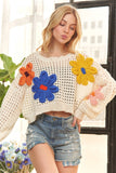 Floral Patch Sweater Crop Top