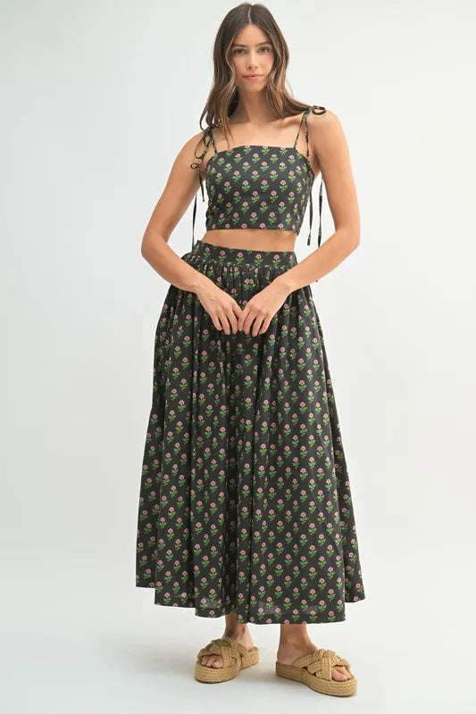 Floral Crop Top and Skirt Set