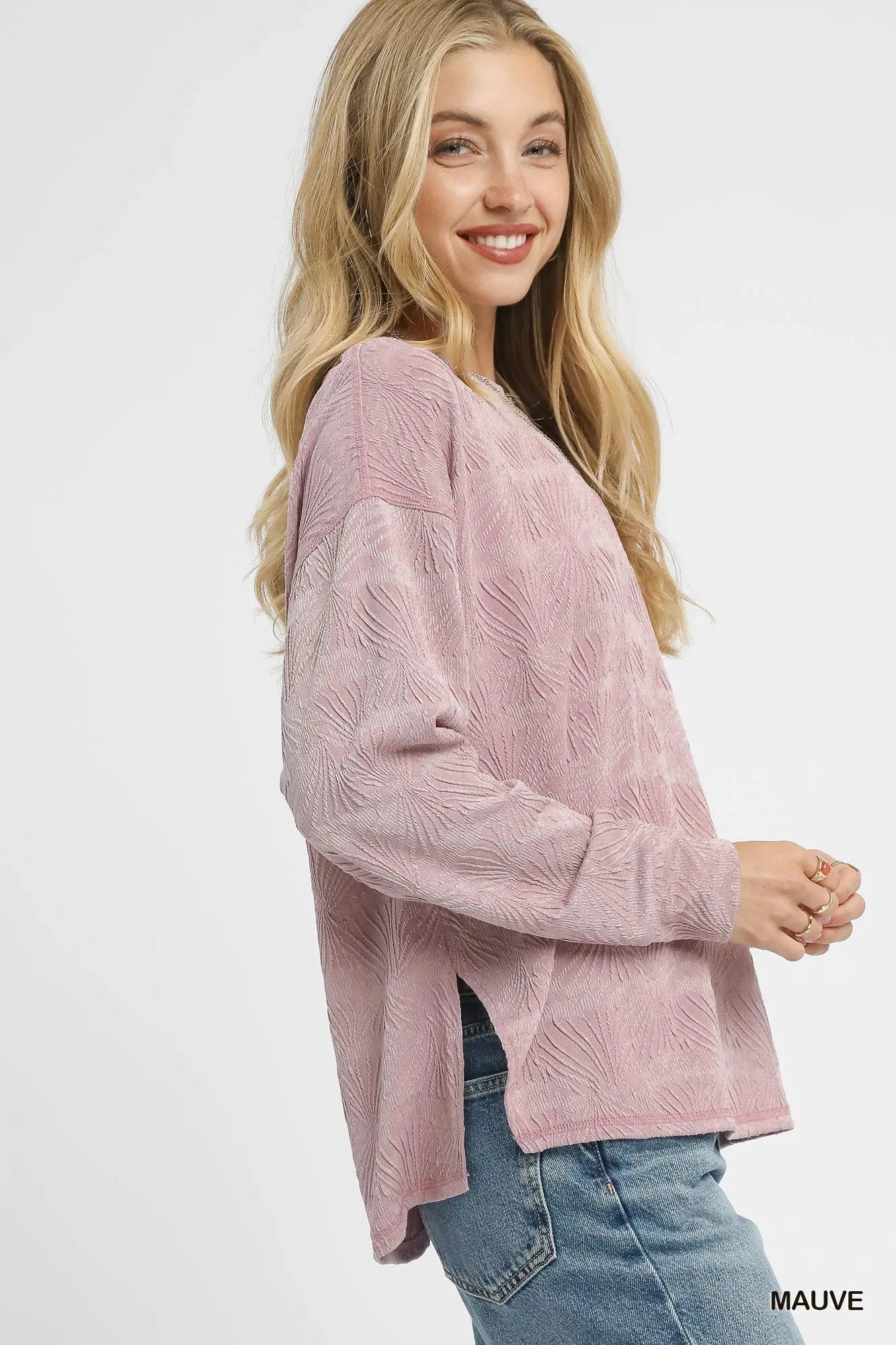 Chic Textured Knit Long Sleeve Top
