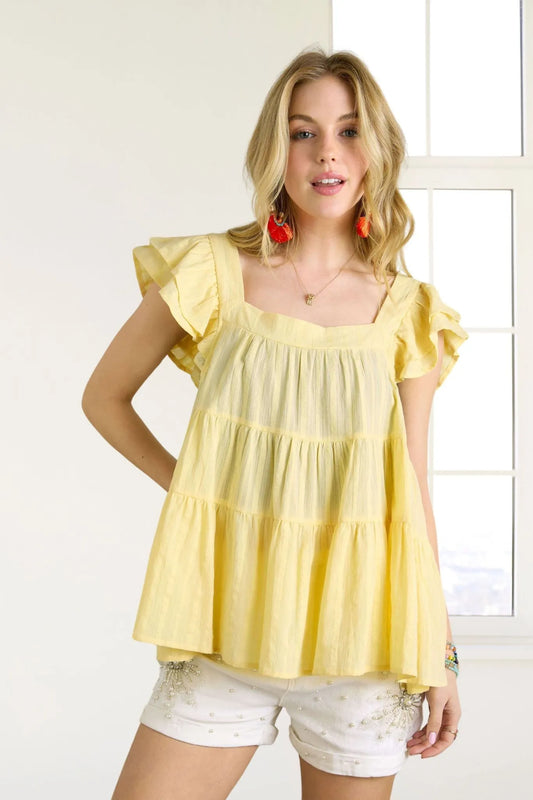 Ruffle Sleeve Babydoll Tunic Top