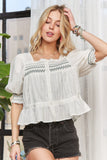 Smocked Puff Sleeve Peasant Blouse