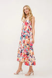 Tiered Floral Midi Cami Dress with Pockets