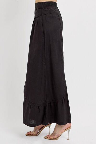 Shirring Detail Wide Leg Pants