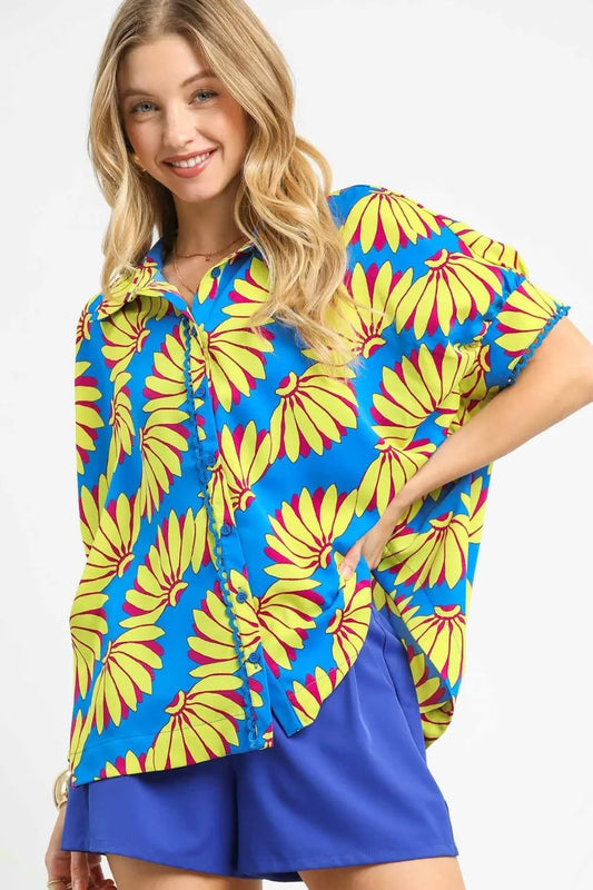 Printed Button-Up Relaxed Shirt