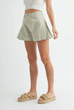 Pleated High Waist Twill Shorts