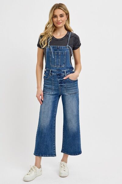 Full Size Knotted Strap Denim Overalls with Pockets Plus Size