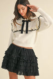 Ruffle Detailed Cotton Gauze Tiered Mini Skirt