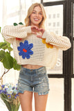 Floral Patch Sweater Crop Top