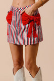 Nautical Striped Bow Tie Mini Denim Skirt