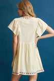 Bohemian Embroidered Flutter Sleeve Sundress
