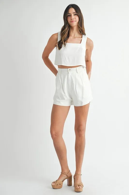Sleeveless Crop Top and Shorts Set
