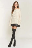  Cable Knit Off Shoulder Sweater