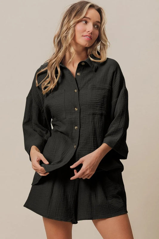 Crinkle Gauze Shirt and Short Set