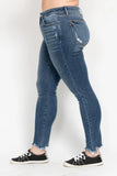 Plus Size High Waist Skinny with Destroy & Shark Bit Hem