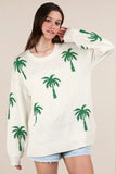 Palm Tree Graphic Oversized Knit Sweater
