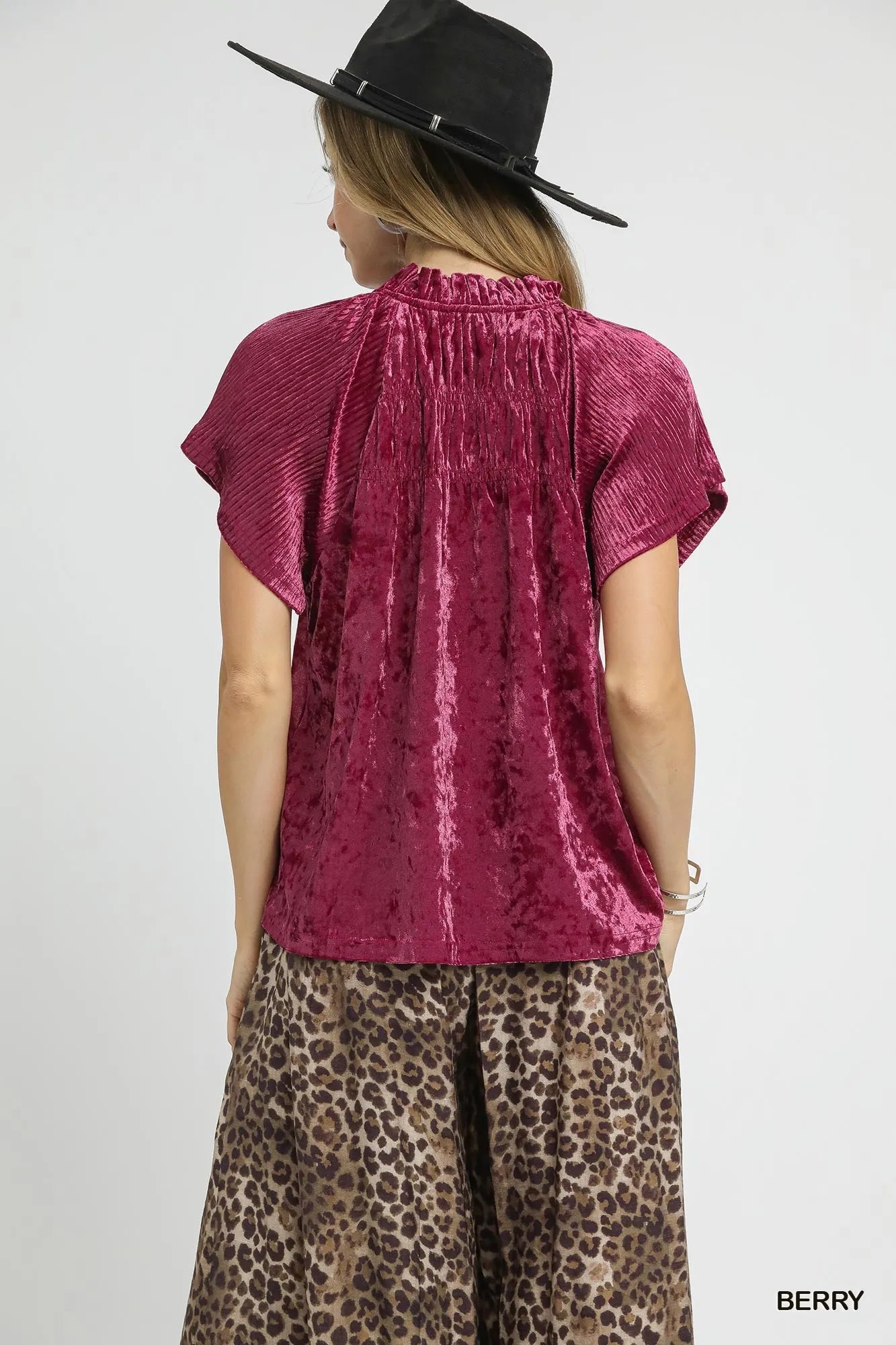 Lux Velvet Pleated Blouse