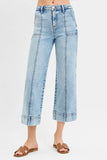 Full Size High-Rise Cropped Seam Stitch Wide-Leg Jeans