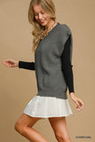 V-Neck Ribbed Sweater Vest with Shoulder Pads