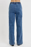 Full Size Elastic Waist Wide Leg Jeans Plus Size