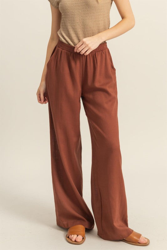Elastic Waist Wide Leg Pants