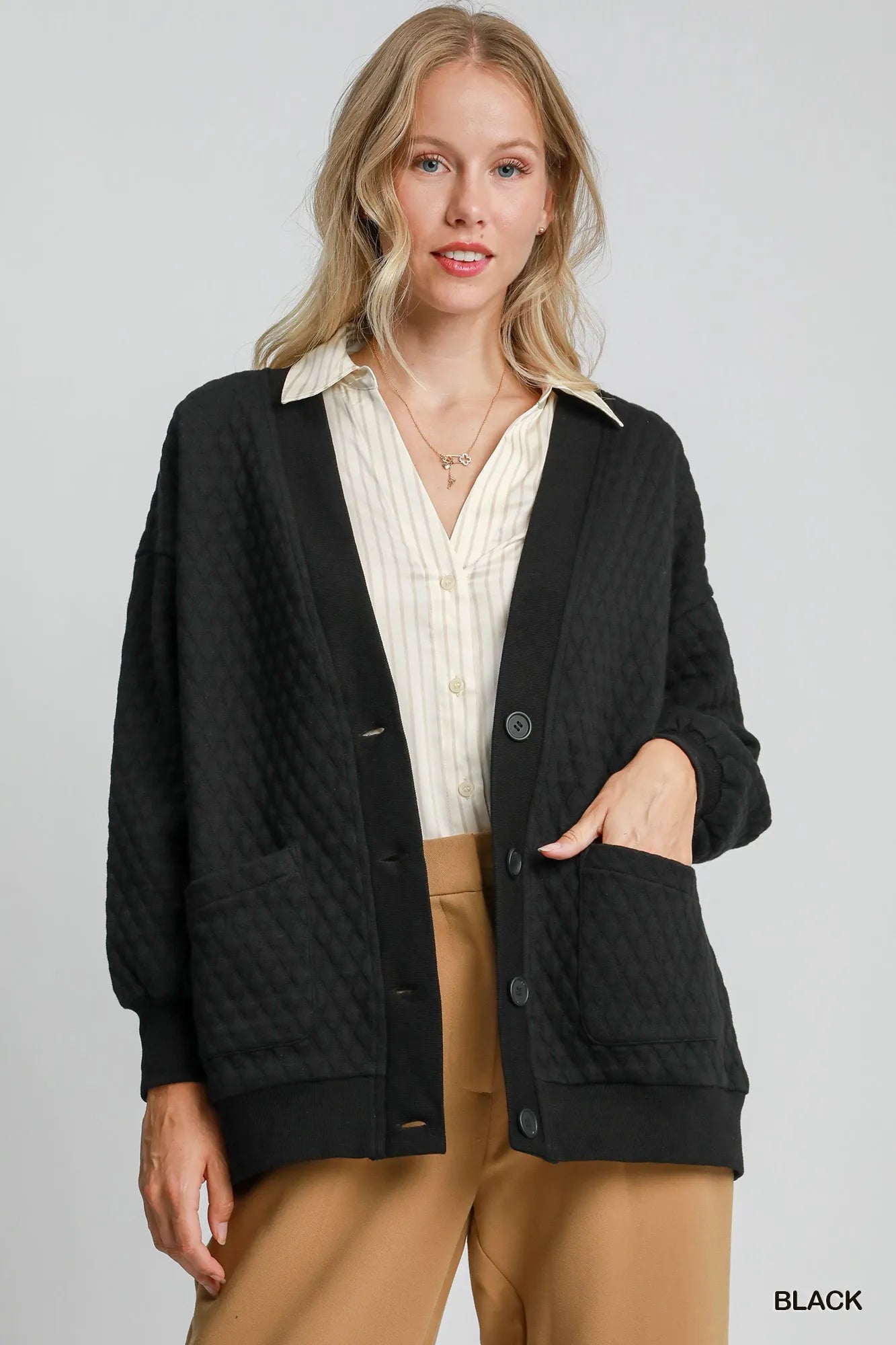 Button-Front Knit Cardigan