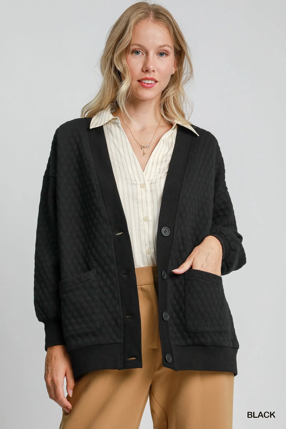 Button-Front Knit Cardigan