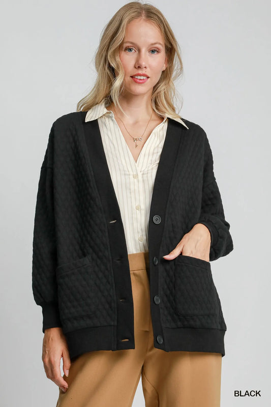 Button-Front Knit Cardigan