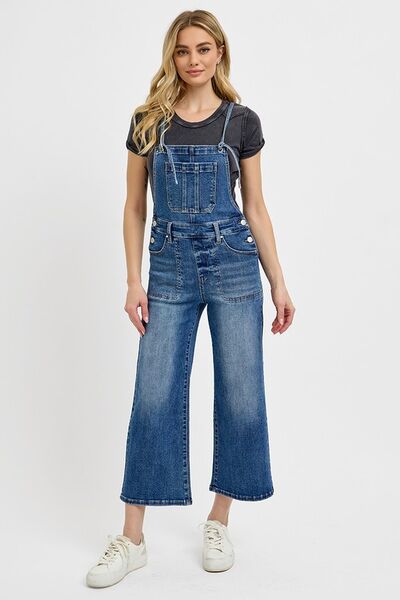 Full Size Knotted Strap Denim Overalls with Pockets Plus Size