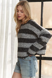Horizontal Stripes Knit Textured Sweater
