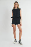 Side Tie Detail Knit Vest and Shorts Set