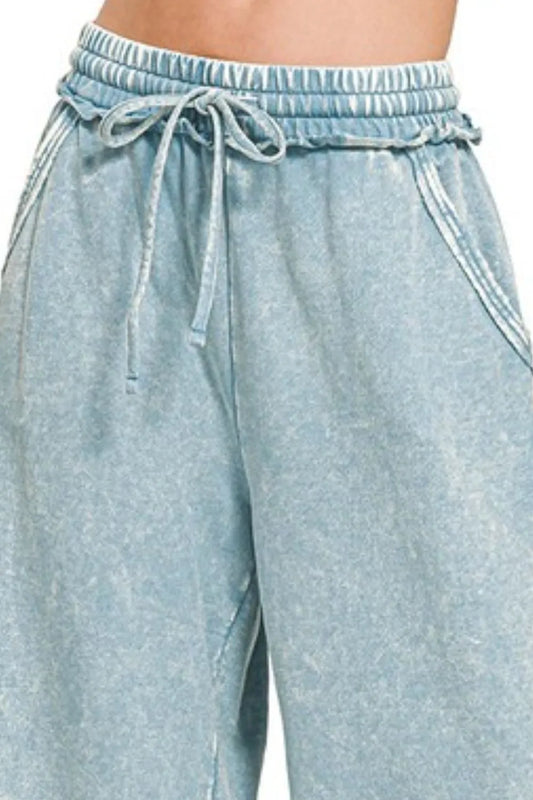 Washed French Terry Palazzo With Pockets