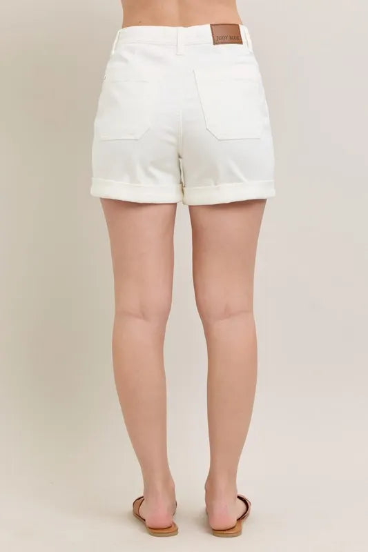 High Waist Cuff Denim Shorts