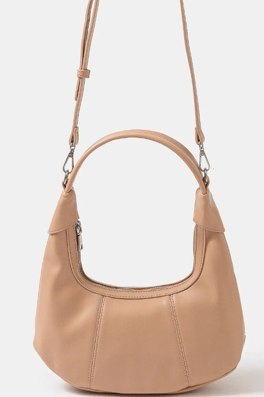Premium Leather Curved Handle Convertible Handbag