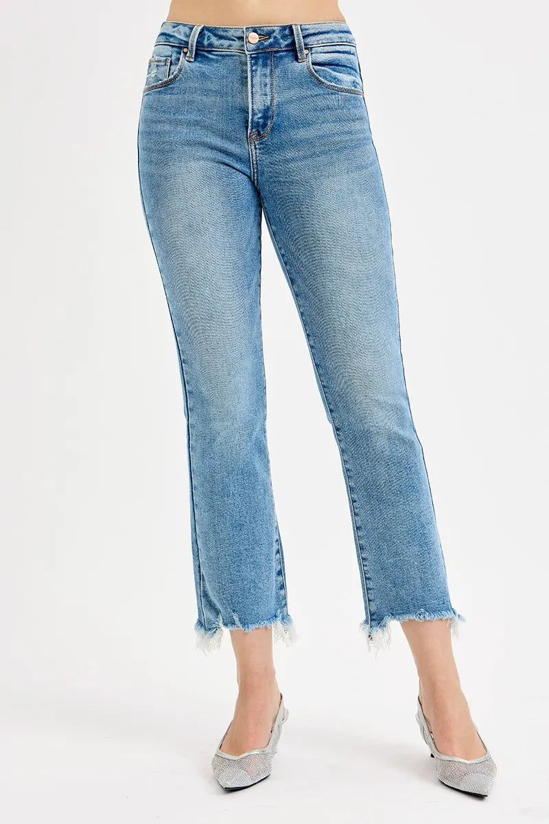 Full Size Retro Ankle-Length Stretch Denim Pants