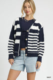Textured Stripe Button-Up Cardigan