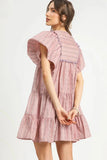 Boho Puff Sleeve Multi-Tiered Mini Dress