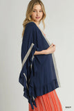 Crochet Accent Kimono with Ruffle Detailing